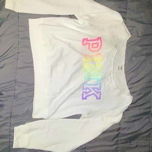 Pink large crop top long sleeve with rainbow print Pink Lego